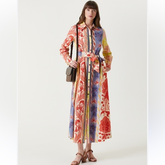 ETRO NWT Belted Printed Cotton-Blend Poplin Shirt Maxi Dress SZ 46IT/10US - Picture 2 of 16